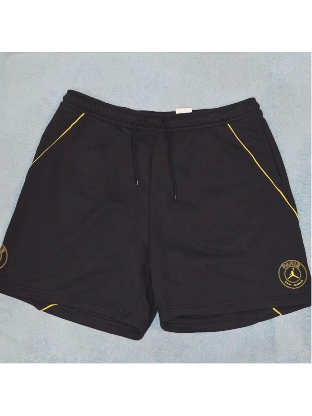 Jordan PSG black shorts with yellow piping #psg #football stock #3162